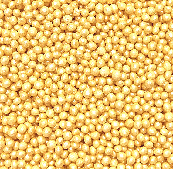 Sprinkle-It® Tiny Chocolate Crispy Pearls: Shimmer Soft Gold | www.sprinklebeesweet.com