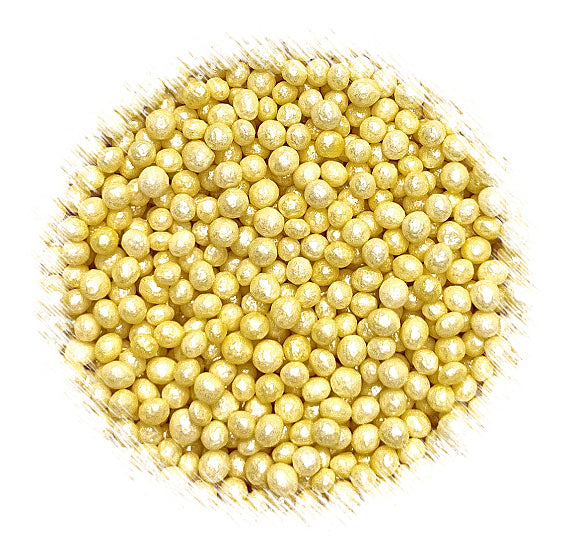 Sprinkle-It® Tiny Chocolate Crispy Pearls: Shimmer Yellow | www.sprinklebeesweet.com