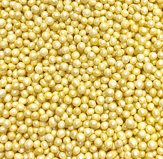 Sprinkle-It® Tiny Chocolate Crispy Pearls: Shimmer Yellow | www.sprinklebeesweet.com