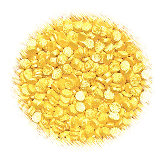 Sprinkle-It® Shimmer Confetti Dot Sprinkles: Buttercup Yellow 4mm | www.sprinklebeesweet.com