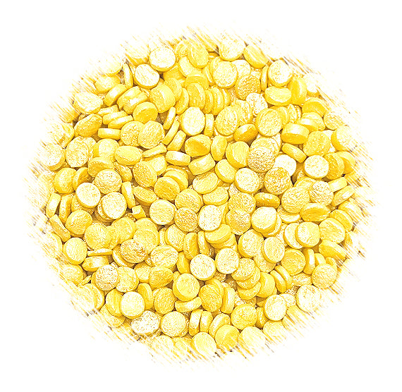 Sprinkle-It® Shimmer Confetti Dot Sprinkles: Yellow 4mm | www.sprinklebeesweet.com
