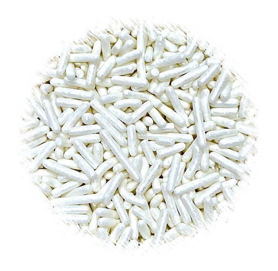 Shimmer White Jimmies | www.sprinklebeesweet.com