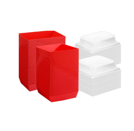 Red Dessert Boxes with Clear Lids: 4" | www.sprinklebeesweet.com