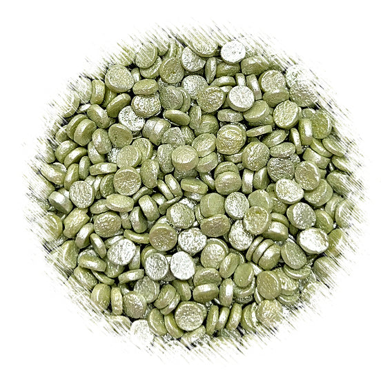 Sprinkle-It® Shimmer Confetti Dot Sprinkles: Sage Green 4mm | www.sprinklebeesweet.com