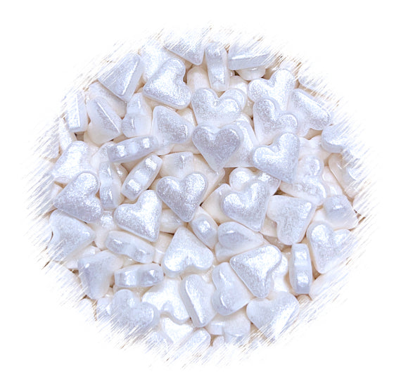 Shimmer White Heart Candy Sprinkles | www.sprinklebeesweet.com