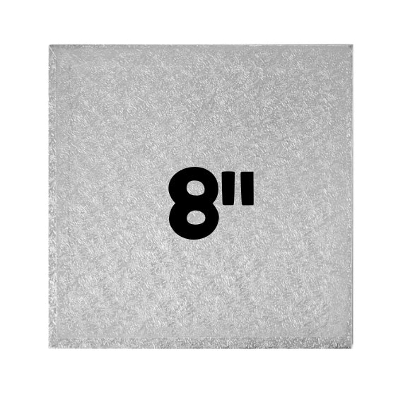 8 Inch Square Cake Boards: Thick Silver | www.sprinklebeesweet.com