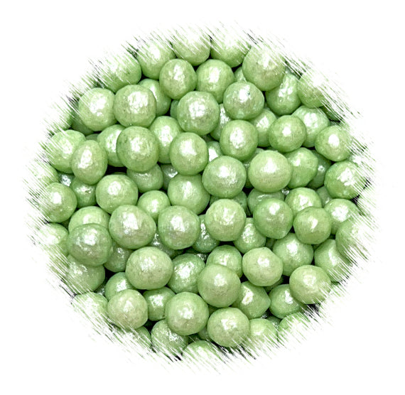 Sprinkle-It® 6mm Chocolate Crispy Pearls: Shimmer Soft Green | www.sprinklebeesweet.com