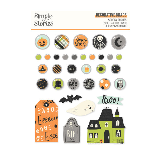 Simple Stories Adhesive Brads: Halloween Spooky Nights | www.sprinklebeesweet.com