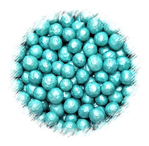 Sprinkle-It® 6mm Chocolate Crispy Pearls: Shimmer Soft Teal | www.sprinklebeesweet.com