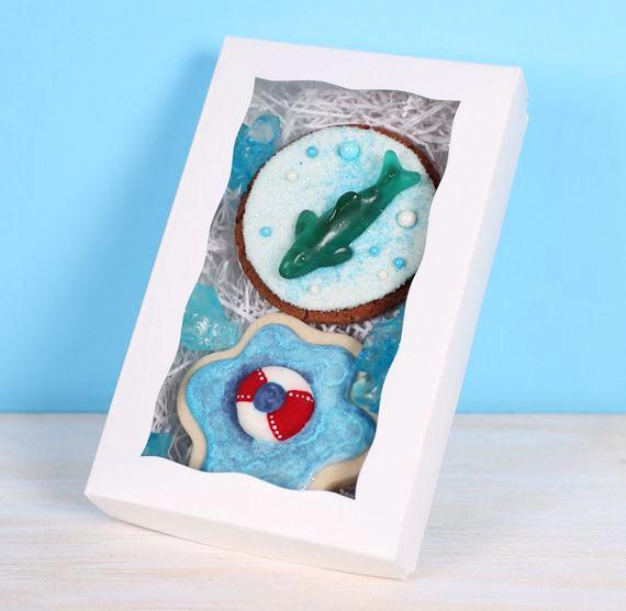 Two Piece White Cookie Box Set with Window: 7 x 4 3/8 x 1.25" | www.sprinklebeesweet.com