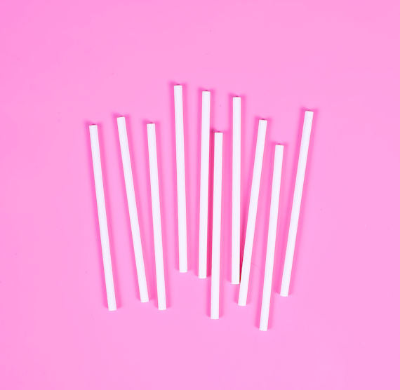 Bulk Mini White Paper Lollipop Sticks: 3 Sizes Available | www.sprinklebeesweet.com