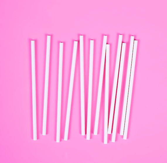 Mini White Paper Lollipop Sticks: 3.75" | www.sprinklebeesweet.com