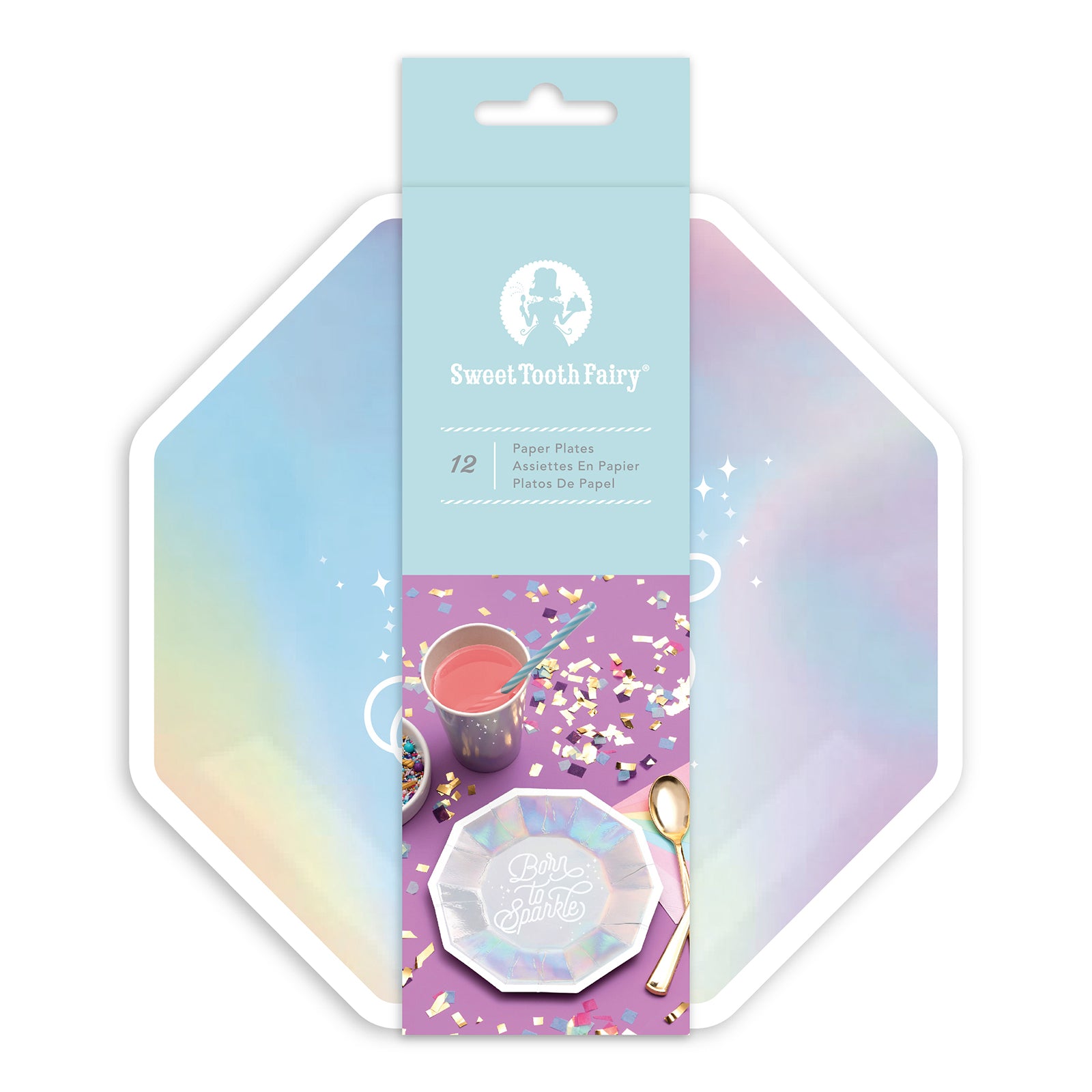 Sweet Tooth Fairy Iridescent Paper Plates | www.sprinklebeesweet.com