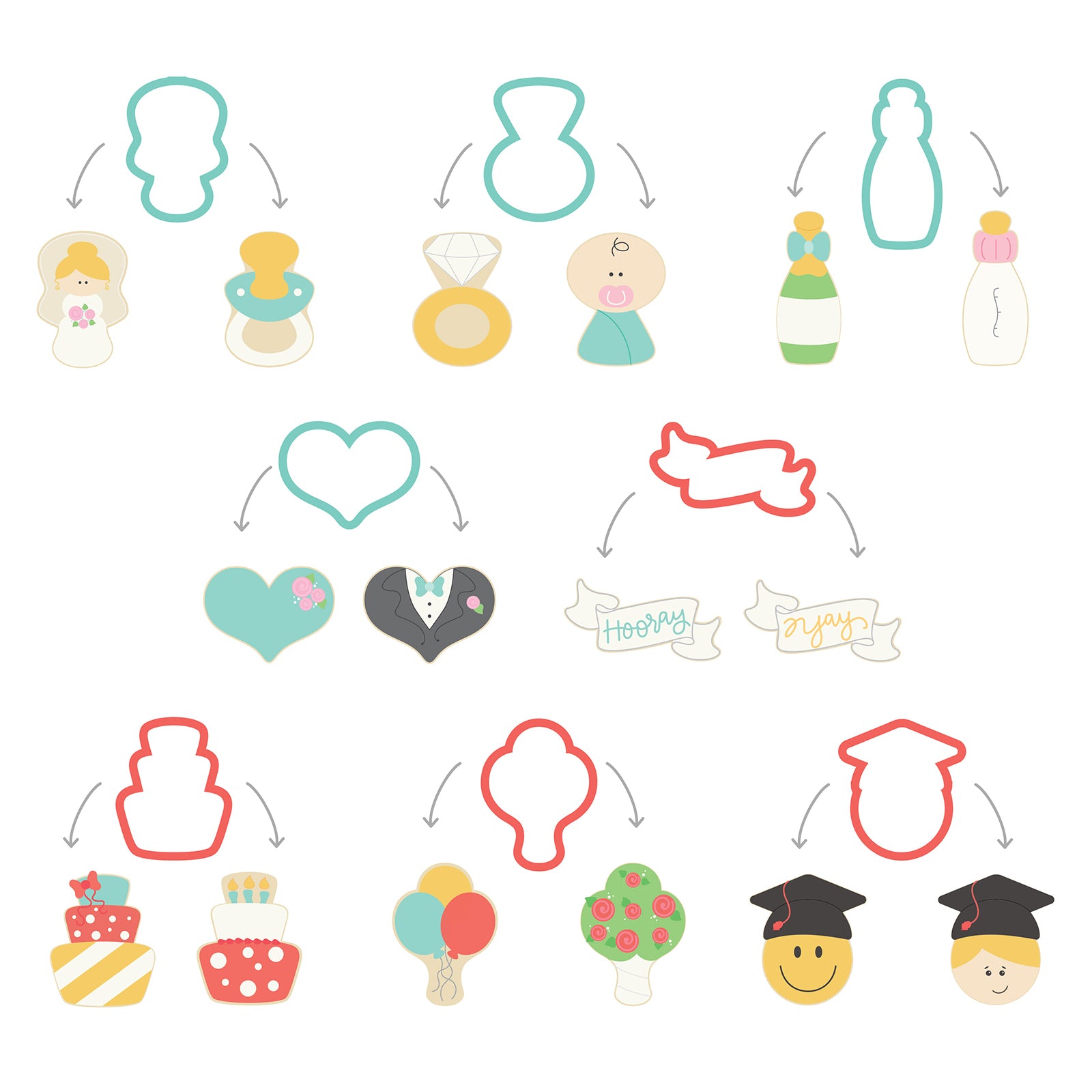 Sweet Sugarbelle Life Events Cookie Cutter Set | www.sprinklebeesweet.com