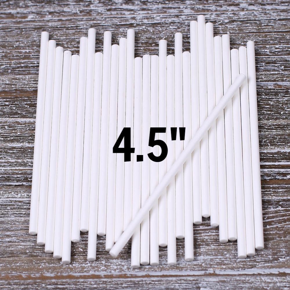 White Paper Lollipop Sticks: 4.5" | www.sprinklebeesweet.com