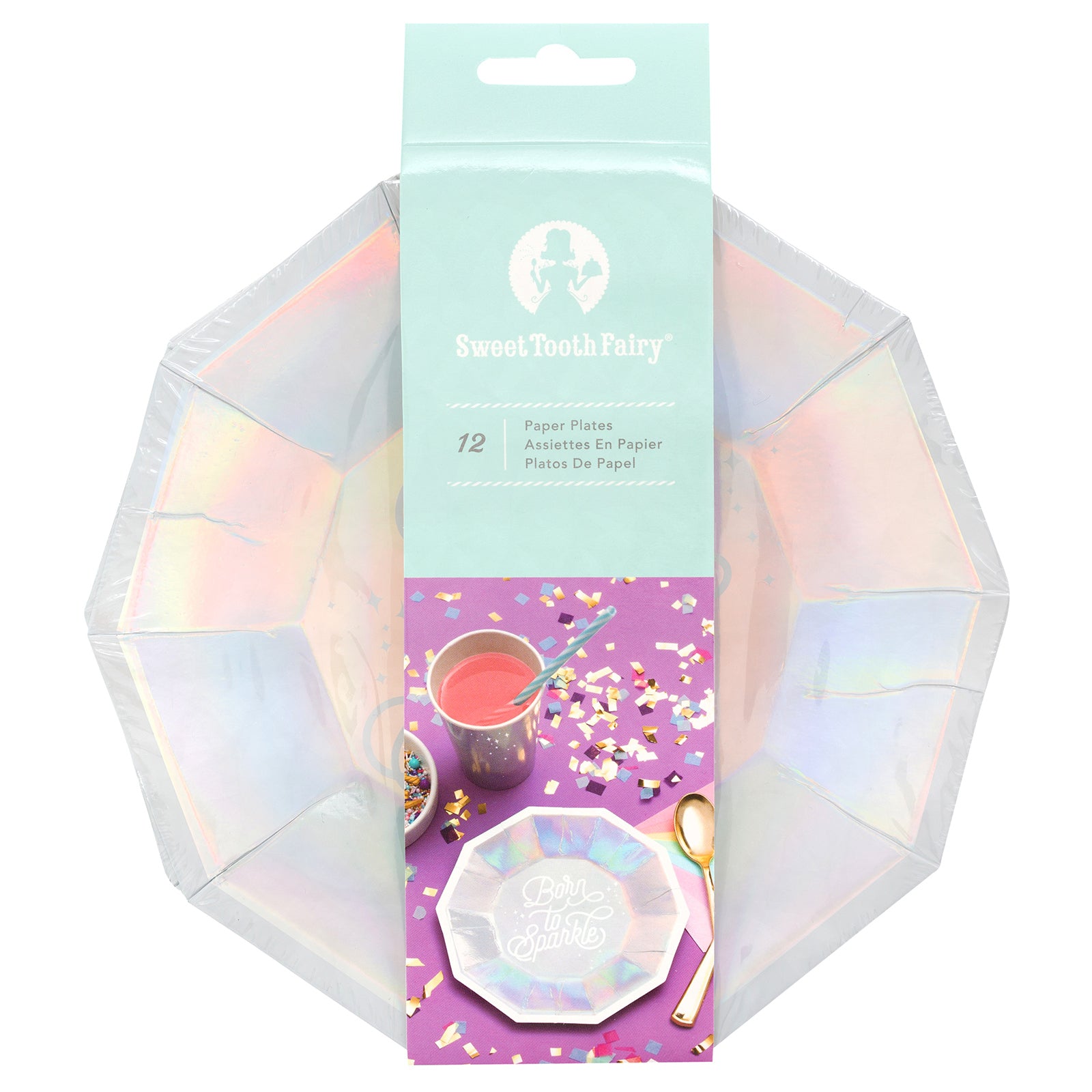Sweet Tooth Fairy Iridescent Paper Plates | www.sprinklebeesweet.com