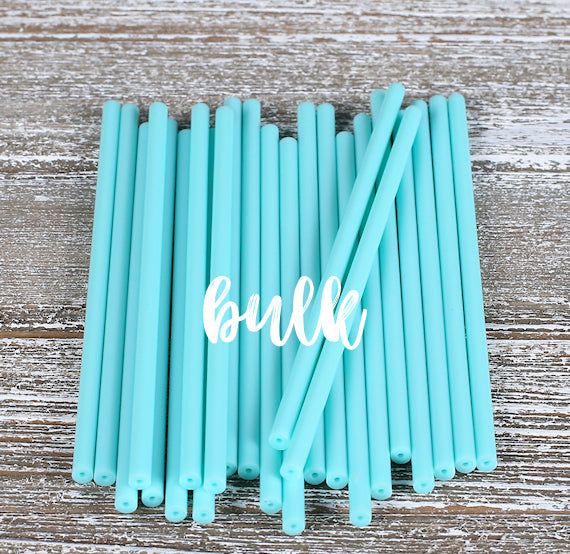 Bulk Light Aqua Lollipop Sticks: 4.5" | www.sprinklebeesweet.com