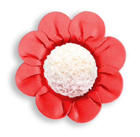 Daisy Flower Candy Cups: Red with White Dots: Case Pack | www.sprinklebeesweet.com