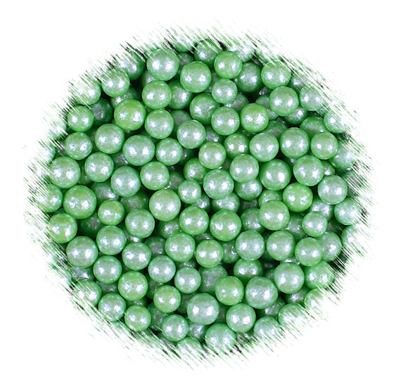 Shimmer Soft Green Sugar Pearls: 4mm | www.sprinklebeesweet.com