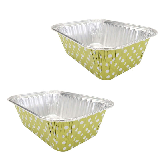 Mini Foil Loaf Pans with Lids: Polka Dot Lime | www.sprinklebeesweet.com