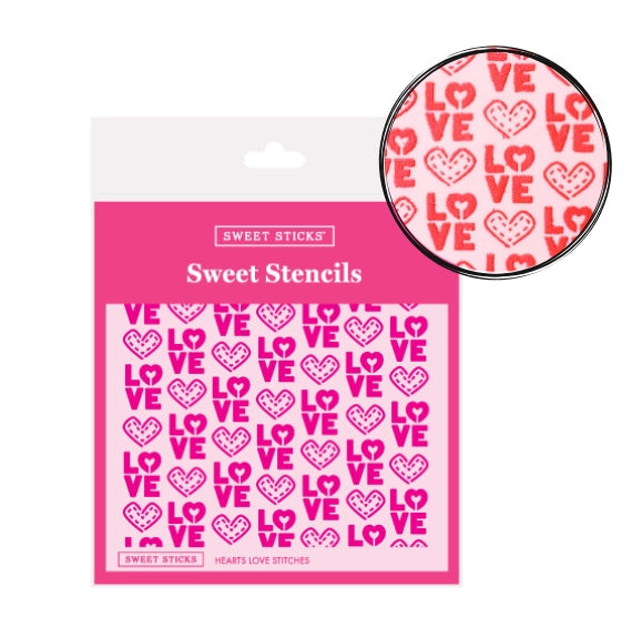 Sweet Stencils: Hearts Love Stitches | www.sprinklebeesweet.com
