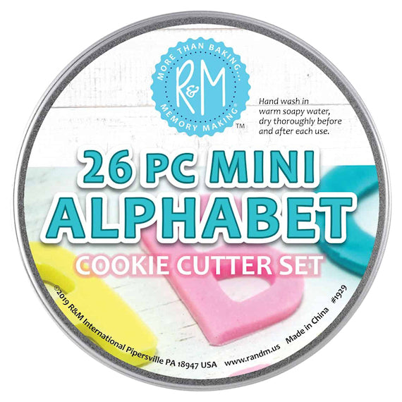 Mini Alphabet Cookie Cutters Set in Tin | www.sprinklebeesweet.com