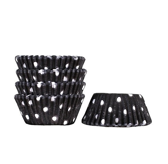 Bulk Mini Black Cupcake Liners: Polka Dot | www.sprinklebeesweet.com