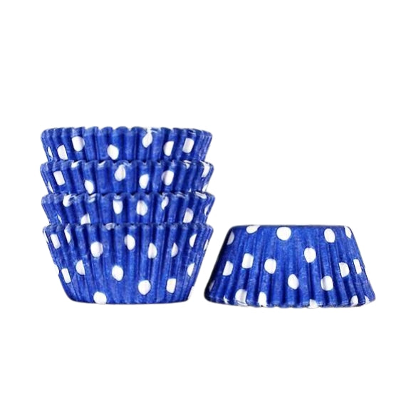 Bulk Mini Royal Blue Cupcake Liners: Polka Dot | www.sprinklebeesweet.com
