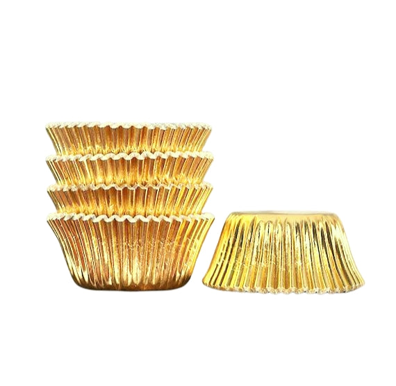 Bulk Mini Cupcake Liners: Gold Foil | www.sprinklebeesweet.com