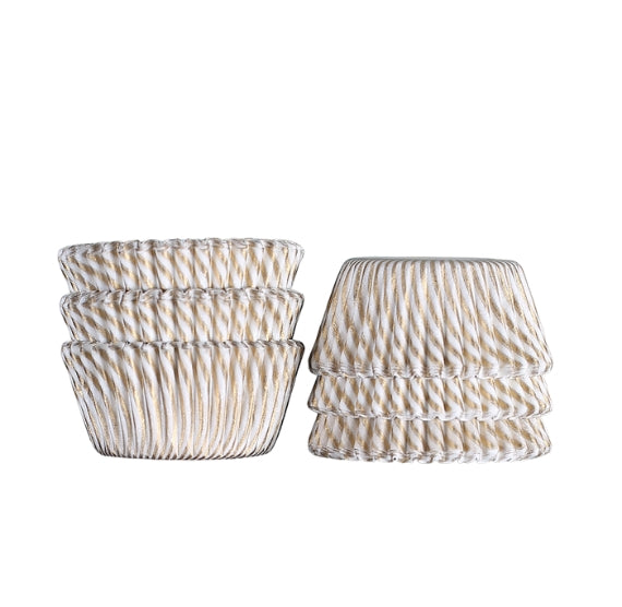 Bulk Mini Gold Cupcake Liners: Stripe | www.sprinklebeesweet.com