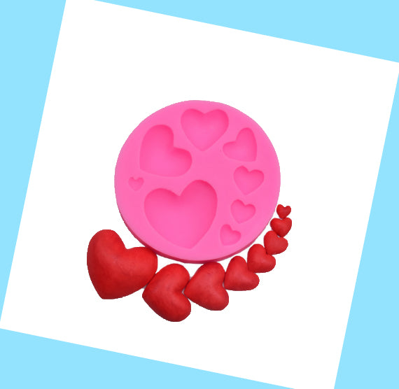 Valentine Fondant Mold: Assorted Mini Hearts | www.sprinklebeesweet.com