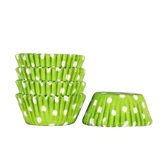 Bulk Mini Lime Cupcake Liners: Polka Dot | www.sprinklebeesweet.com