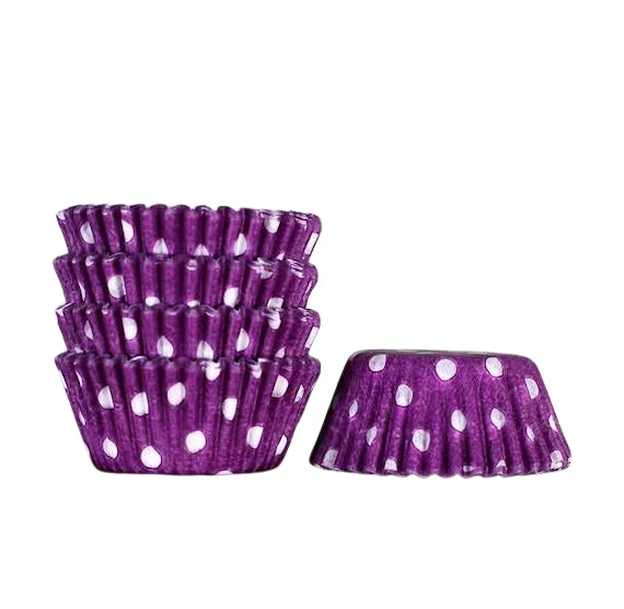 Bulk Mini Purple Cupcake Liners: Polka Dot | www.sprinklebeesweet.com