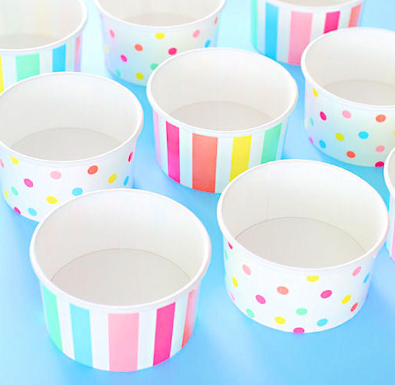 Party Pastel Rainbow Ice Cream Cups: Polka Dot | www.sprinklebeesweet.com