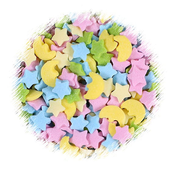 Crescent Moon and Stars Sprinkles | www.sprinklebeesweet.com