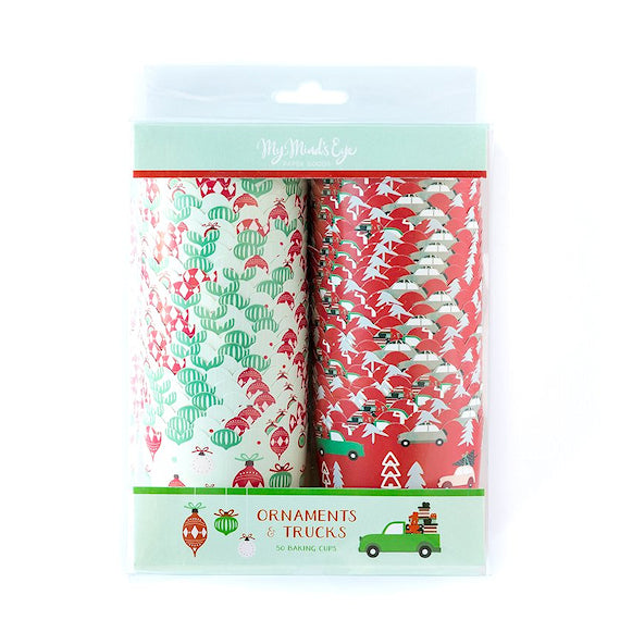 Christmas Baking Cups: Ornaments + Truck | www.sprinklebeesweet.com