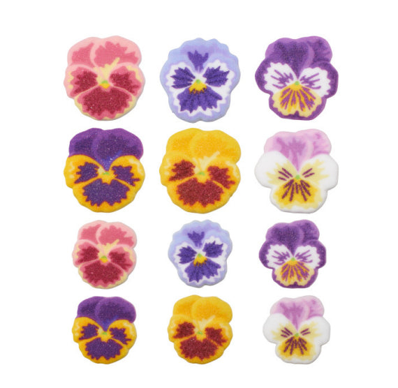 Assorted Pansy Sugar Toppers | www.sprinklebeesweet.com