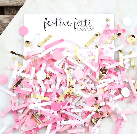 Festive Fetti Pink & Gold Confetti | www.sprinklebeesweet.com