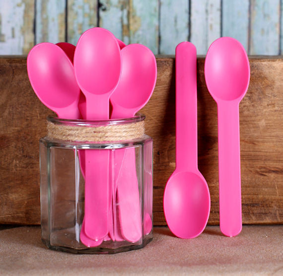 Biodegradable Ice Cream Spoons: Hot Pink | www.sprinklebeesweet.com