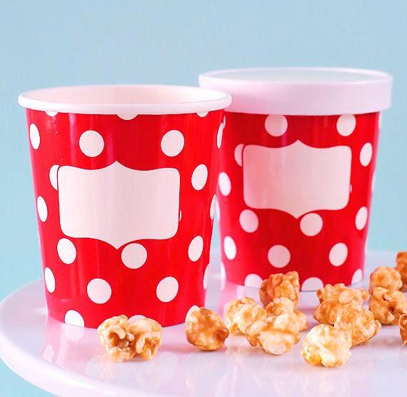 Large Ice Cream Containers: Red Polka Dot | www.sprinklebeesweet.com