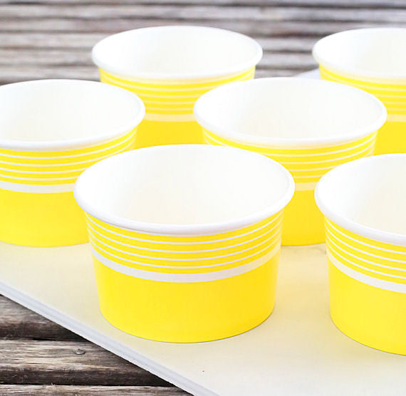 Striped Yellow Ice Cream Cups | www.sprinklebeesweet.com