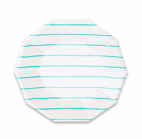 Striped Small Aqua Plates | www.sprinklebeesweet.com