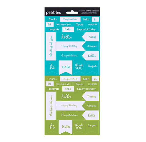 Pebbles Phrases Stickers: Lime + Teal | www.sprinklebeesweet.com