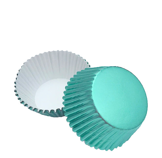 Bulk Cupcake Liners: Aqua Foil | www.sprinklebeesweet.com