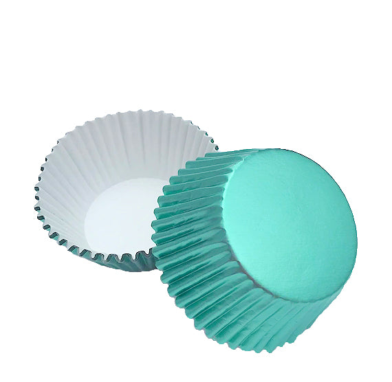 Bulk Cupcake Liners: Aqua Foil | www.sprinklebeesweet.com