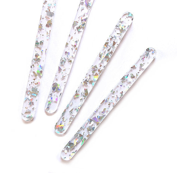Acrylic Popsicle Sticks: Flake Glitter Silver | www.sprinklebeesweet.com
