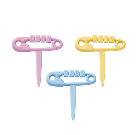 Baby Diaper Pins Cupcake Picks | www.sprinklebeesweet.com
