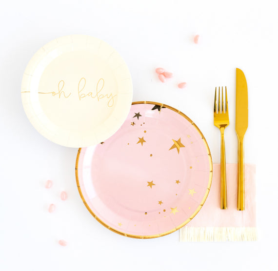 Baby Pink Plates with Stars: 9" | www.sprinklebeesweet.com