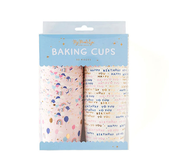 Happy Birthday Baking Cups: Balloons + Rainbows | www.sprinklebeesweet.com