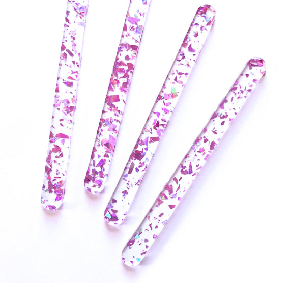 Shop Acrylic Popsicle Sticks: Flake Glitter Ice Pink Cakesicle Sticks –  Sprinkle Bee Sweet